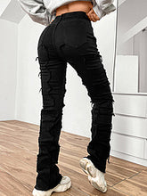 Load image into Gallery viewer, Stretch patch denim layered straight leg jeans AY3329
