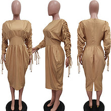 Load image into Gallery viewer, Solid color pleated drawstring dress AY3340
