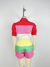 Load image into Gallery viewer, Multi-color spliced lantern sleeve shirt set AY3552
