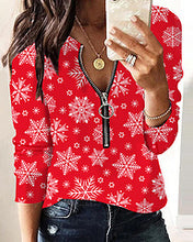 Load image into Gallery viewer, Christmas print V-neck long sleeved top AY3289
