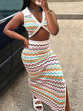 Load image into Gallery viewer, Sexy contrasting color vest split skirt casual set of two pieces AY3473
