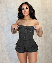 Load image into Gallery viewer, Strapless elastic jumpsuit shorts AY3469
