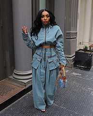 Hot selling casual loose fit denim set AY3300
