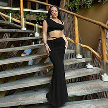 Load image into Gallery viewer, Solid color temperament slim long skirt set AY3489
