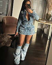 Load image into Gallery viewer, Sexy multi-pocket washed denim dress （three-piece）AY3378
