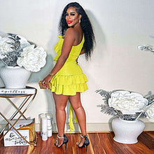 Load image into Gallery viewer, Fringe lotus leaf single shoulder half skirt two-piece set AY3463
