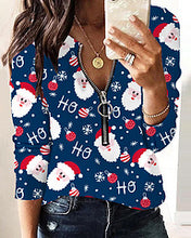 Load image into Gallery viewer, Christmas print V-neck long sleeved top AY3289
