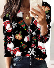 Load image into Gallery viewer, Christmas print V-neck long sleeved top AY3289
