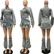 Load image into Gallery viewer, Sexy multi-pocket washed denim dress （three-piece）AY3378
