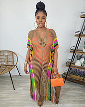 Load image into Gallery viewer, Striped fringe knitted beach skirt AY3440
