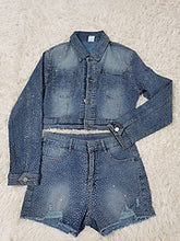 Load image into Gallery viewer, Denim hot diamond set AY3435
