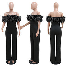 Load image into Gallery viewer, Sexy tight fitting one line collar ruffled lace jumpsuit AY3319
