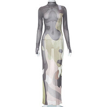 Load image into Gallery viewer, exy perspective long sleeved slim fit printed dress AY3354
