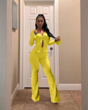 Load image into Gallery viewer, Hot sale slit sleeve skinny flared pants suit
