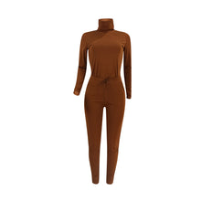 Load image into Gallery viewer, Solid color high collar casual two-piece suit（AY1422）
