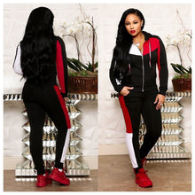 Load image into Gallery viewer, Stitching hooded casual two-piece set（AY1629）
