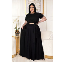 Load image into Gallery viewer, Plus size solid color cross strap swing skirt suit AY1171
