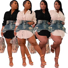 Load image into Gallery viewer, Denim combination dress suit（AY2601）
