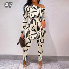 Load image into Gallery viewer, letter printed split long sleeve top suit(AY2445)
