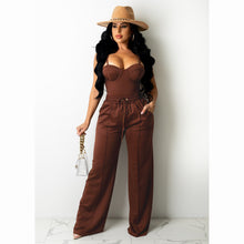 Load image into Gallery viewer, Fashion Camisole Drawstring Wide Leg Suit（AY1720）
