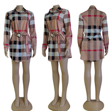 Load image into Gallery viewer, Fashion plaid Slim fit shirt coat(including belt)AY2508

