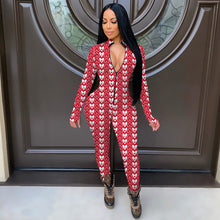 Load image into Gallery viewer, long sleeve Heart Print Jumpsuit
