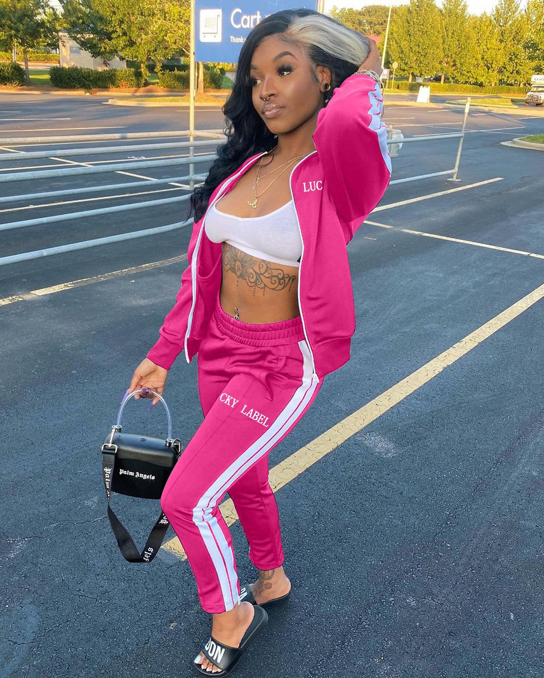Letter embroidery zipper sports two-piece suit（AY1451