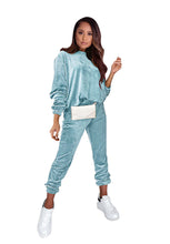 Load image into Gallery viewer, Solid color velvet round neck long sleeve trousers suit
