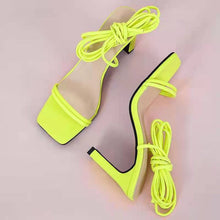 Load image into Gallery viewer, Fluorescent color strappy chunky heels（HPSD181)
