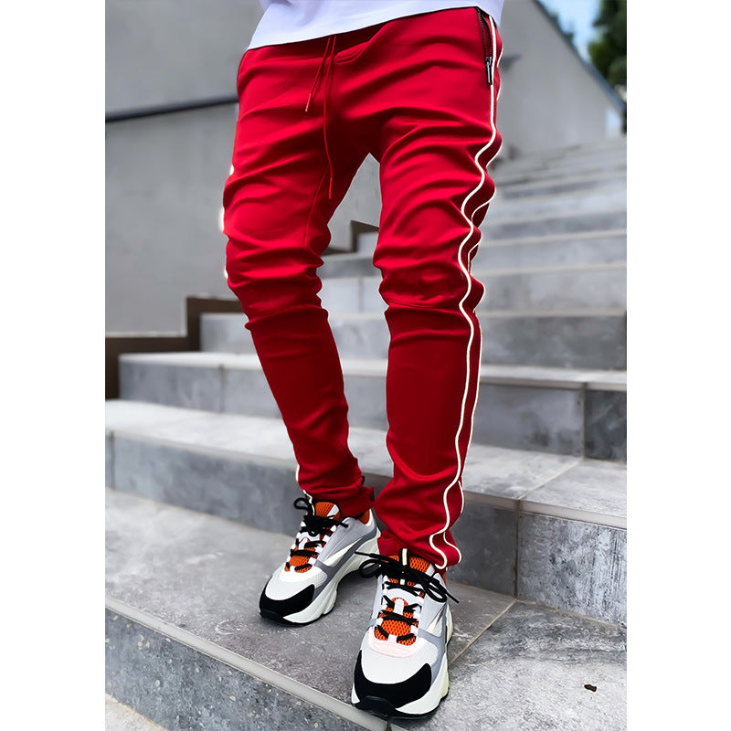 Spring and autumn stretch reflective straight tube sports fitness casual pants for men(AY2576)