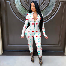 Load image into Gallery viewer, long sleeve Heart Print Jumpsuit
