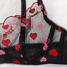 Load image into Gallery viewer, Sexy mesh heart-shaped underwear two-piece suit（AY1608）
