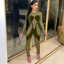 Load image into Gallery viewer, Gold velvet mesh long-sleeved jumpsuit（AY1455）
