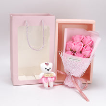 Load image into Gallery viewer, Valentine&#39;s Day 7 soap flower rose bouquet bear gift box（AE4086）
