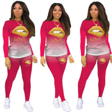 Load image into Gallery viewer, Gradient color female lip printing suit
