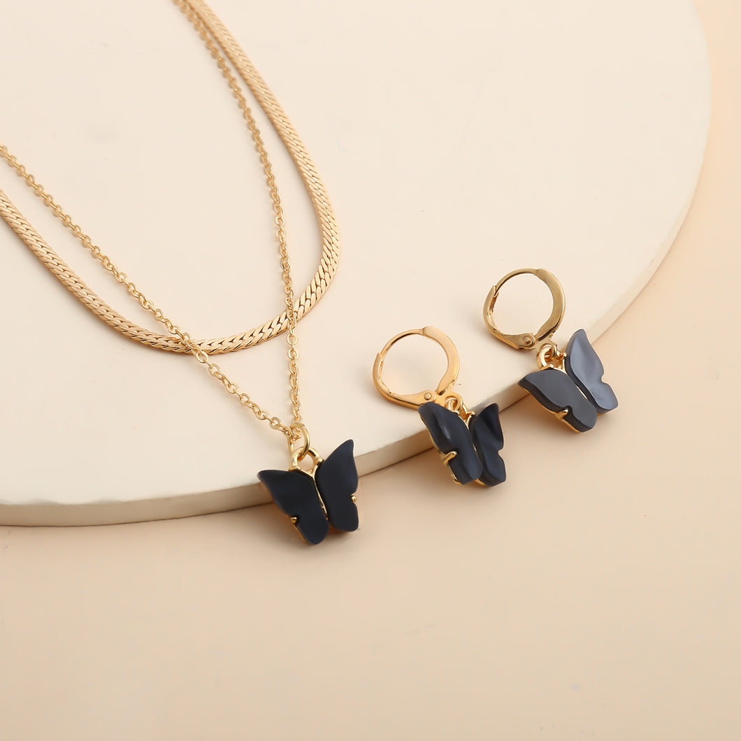 Hot selling butterfly necklace earrings set