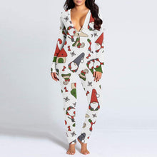 Load image into Gallery viewer, New women&#39;s romper printed Christmas button long sleeve nightgown AY2577
