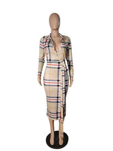 Load image into Gallery viewer, Fashion Plaid Print V Neck Dress AY1699
