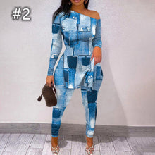 Load image into Gallery viewer, letter printed split long sleeve top suit(AY2445)
