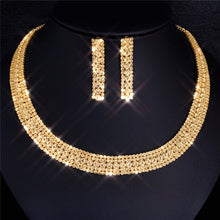 Load image into Gallery viewer, Luxury golden rhinestone necklace earring set（AE4076）
