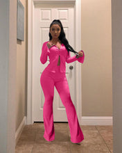 Load image into Gallery viewer, Hot sale slit sleeve skinny flared pants suit
