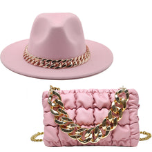 Load image into Gallery viewer, Fashion chain jazz hat chain bag two piece set（4099）
