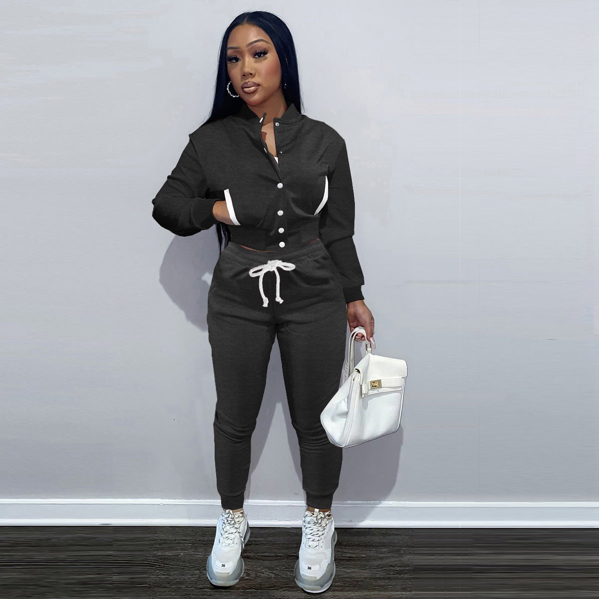 Solid color jacket plus fleece sweater suit（AY1518）