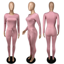 Load image into Gallery viewer, Casual Solid Color Slim Fit Long Sleeve Two Piece Set（AY1791）
