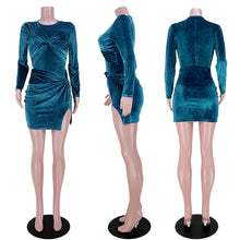 Load image into Gallery viewer, Velvet Knotted Split Skirt Two Piece Set（AY1735）
