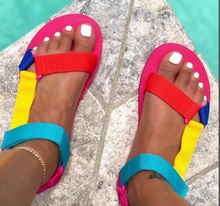 Load image into Gallery viewer, Colorblock printed beach sandals for summer
