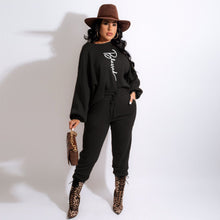 Load image into Gallery viewer, Letter puff sleeve two-piece suit（AY1602）
