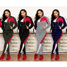 Load image into Gallery viewer, Stitching hooded casual two-piece set（AY1629）
