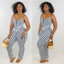 Load image into Gallery viewer, Striped suspender jumpsuit AY1167

