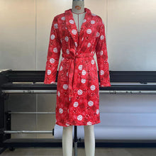 Load image into Gallery viewer, Christmas print lace-up bathrobe with long sleeves and thick home wear Autumn/Winter AY2578
